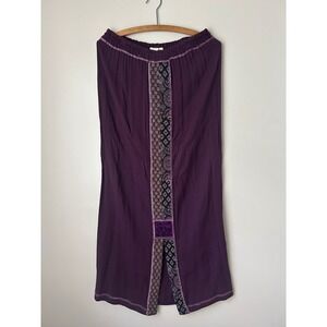 Cache Purple Boho Maxi Skirt with Embroidered Size L‎ Festival IndieSleeze